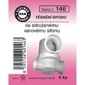 Sada těsnění k sifonům, ke sdruženému vanovému sifonu, 4 ks, č. 146, HARTMAN
