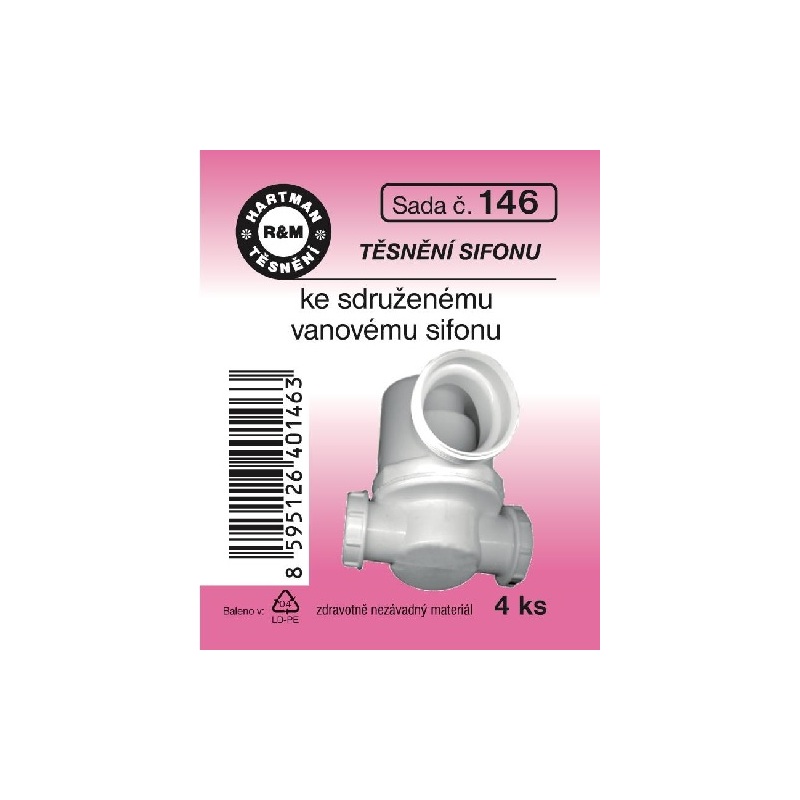 Sada těsnění k sifonům, ke sdruženému vanovému sifonu, 4 ks, č. 146, HARTMAN
