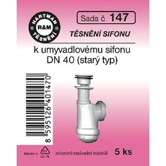 Sada těsnění k sifonům, k umyvadlovému, DN 40, 5 ks, č. 147, HARTMAN