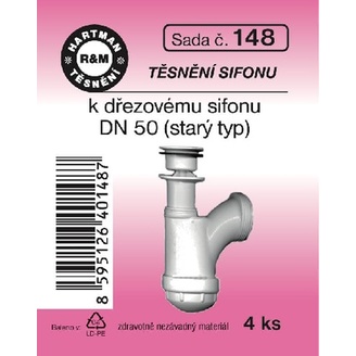 Sada těsnění k sifonům, k dřezovému, DN 50, 4 ks, č. 148, HARTMAN