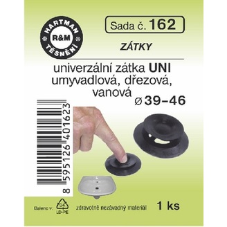 Univerzální zátka, průměr 39–46 mm, pryžová, 1 ks, č. 162, HARTMAN