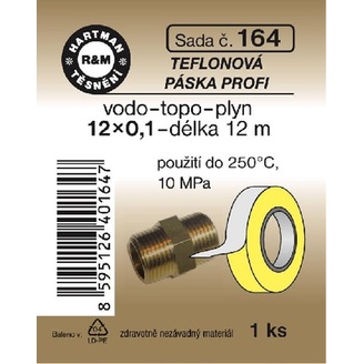 Teflonová páska, vodo-topo-plyn, 12 x 0,1, délka 12 m, 1 ks, č. 164, HARTMAN