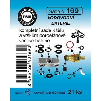 Sada těsnění pro vodovodní baterie, 21 ks, č. 169, HARTMAN