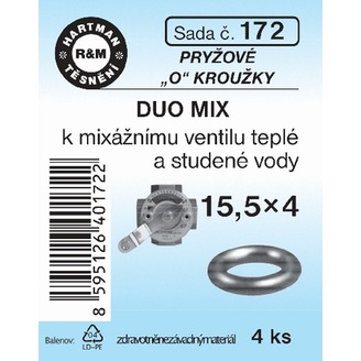 Sada těsnění O kroužky, DUO MIX, 15,5 x 4, pryž, 4 ks, č. 172, HARTMAN