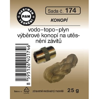 Sada těsnění na utěsnění závitu, vodo-topo-plyn, 25 g, č. 174, HARTMAN