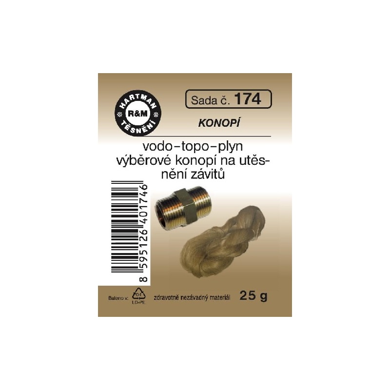 Sada těsnění na utěsnění závitu, vodo-topo-plyn, 25 g, č. 174, HARTMAN
