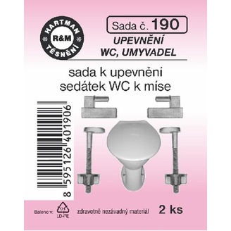 Upevňovací souprava k WC, M8 x 75, plast, 2 ks, č. 190, HARTMAN