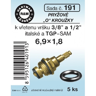 Sada těsnění O kroužky, 3/8“ a 1/2, pryž, 5 ks č. 191, HARTMAN