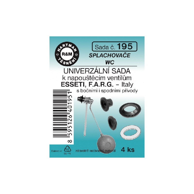 Sada těsnění k napouštěcímu ventilu, ESSETI, F.A.R.G., 4 ks, č. 195, HARTMAN