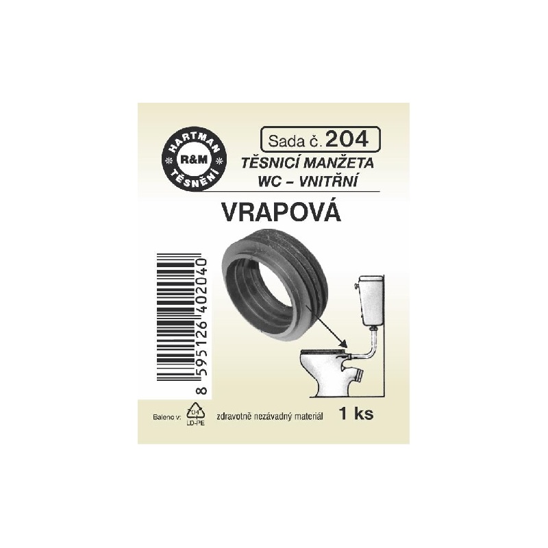 Sada těsnění, manžeta VRAPOVÁ II., 42 x 58 x 24, pryž, 1 ks č. 204, HARTMAN