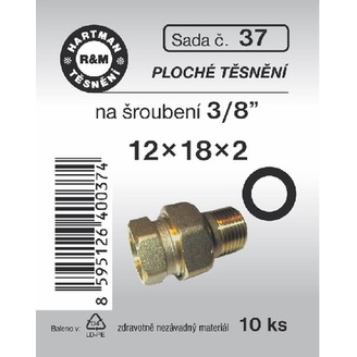 Sada těsnění pro šroubení, 3/8,  pryžové, 10 ks, č. 37, HARTMAN