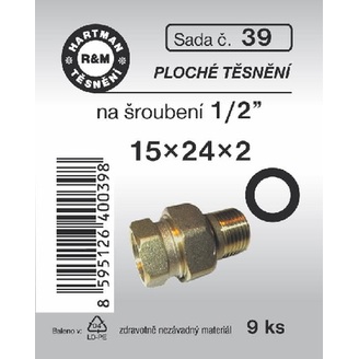 Sada těsnění pro šroubení, 1/2, pryžové, 9 ks, č. 39, HARTMAN