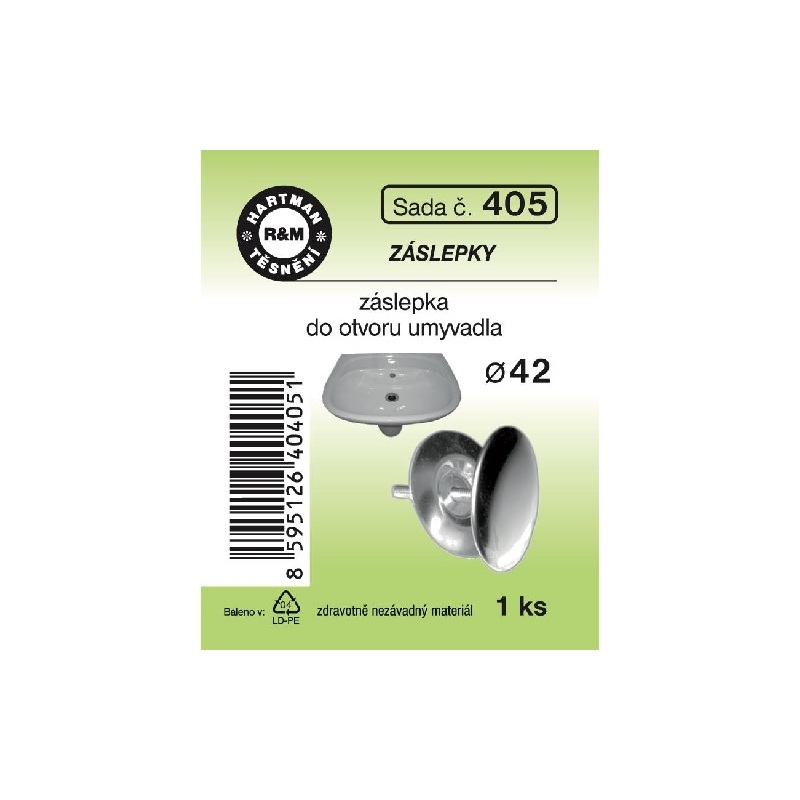 Sada těsnění, záslepka do otvoru umyvadla, průměr 42, 1 ks č. 405, HARTMAN