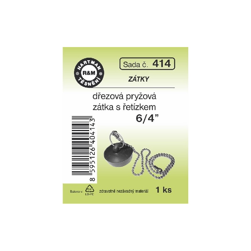 Sada těsnění, dřezová zátka s řetízkem, 6/4“, 1 ks č. 414, HARTMAN