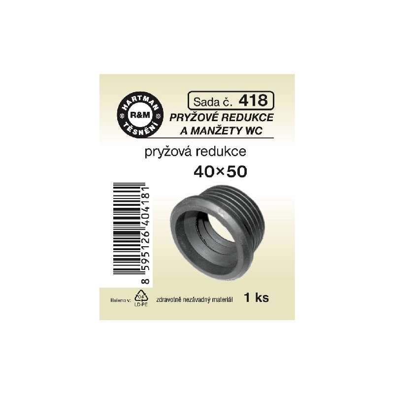 Sada těsnění, pryžová redukce, 40 x 50, 1 ks č. 418, HARTMAN
