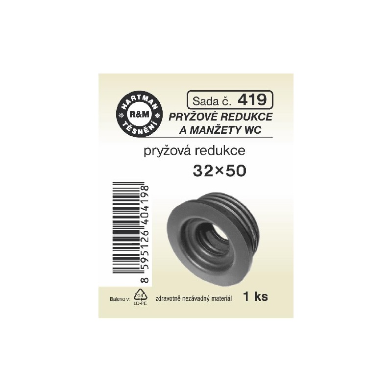 Sada těsnění, pryžová redukce, 32 x 50, 1 ks č. 419, HARTMAN