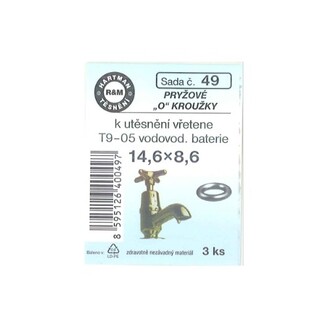Sada těsnění O kroužků, 14,6 x 8,6, pryžové, 3 ks, č. 49, HARTMAN