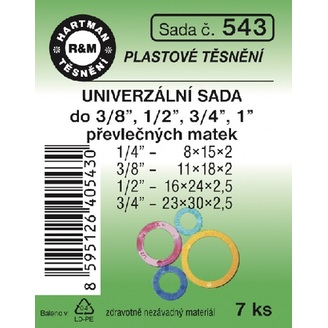 Sada těsnění univerzální, 3/8“, 1“, 1/2, 3/4“, 7 ks, č. 543, HARTMAN