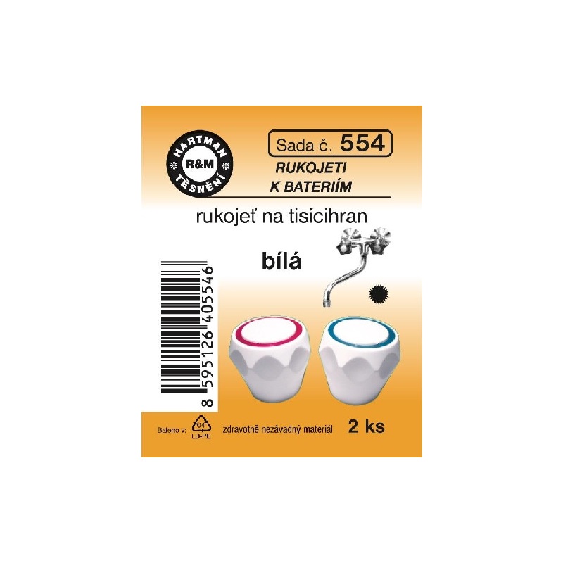 Rukojeť na tisícihran, 1/2“, bílá, 2 ks č. 554, HARTMAN