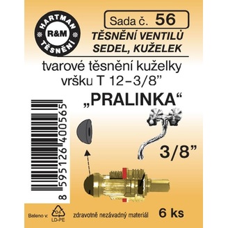 Sada těsnění ventilů sedel, kuželek, T12 - 3/8“ PRALINKA, 6 ks, č. 56, HARTMAN