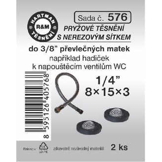 Sada těsnění s nerezovým sítkem, 1/4“, 8 x 15 x 3, 2 ks, č. 576, HARTMAN