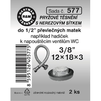 Sada těsnění s nerezovým sítkem, 3/8“, 12 x 18 x 3, 2 ks, č. 577, HARTMAN