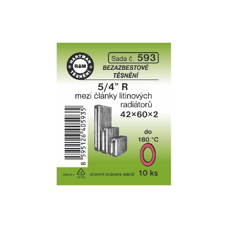 Sada těsnění pro šroubení, 5/4 R, 42 x 60 x 2, bezazbestové, 10 ks č. 593, HARTMAN
