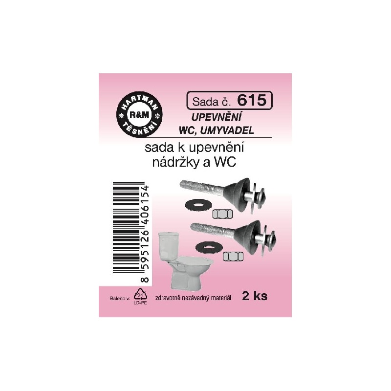 Upevnění nádržky a WC, kombi, M8 x 70, 2 ks č. 615, HARTMAN