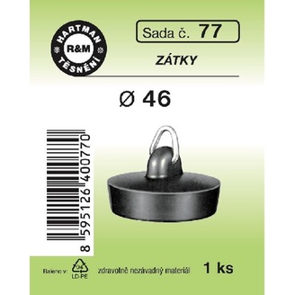 Umyvadlová zátka, průměr 46 mm, pryžové, 1 ks, č. 77, HARTMAN