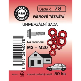 Sada těsnění univerzální pro domácnost, M2 – M20 fíbrové, 50 ks, č. 78, HARTMAN