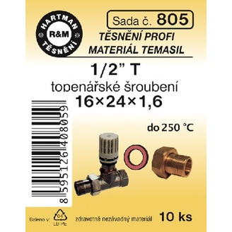 Sada těsnění pro šroubení, 1/2 T, 16 x 24 x 1,6, topenářské, 10 ks č. 805, HARTMAN
