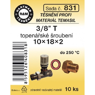 Sada těsnění do šroubení, 3/8“ T, Temasil, 10 ks, č. 831, HARTMAN