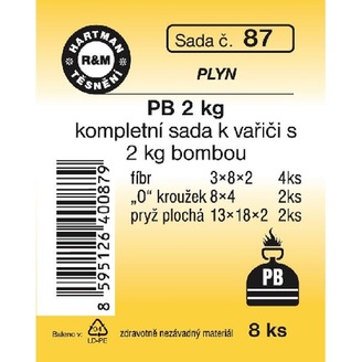 Sada těsnění, kompletní sada k vařiči s PB 2 kg bombou, 8 ks, č. 87, HARTMAN