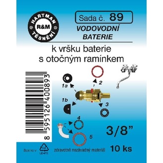 Sada těsnění pro vodovodní baterie, k vršku baterie, 3/8, 10 ks, č. 89, HARTMAN