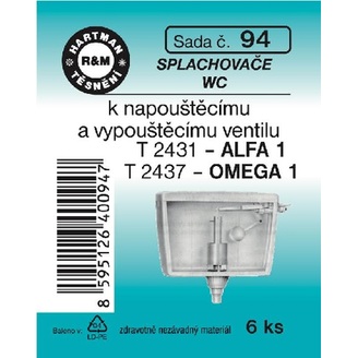 Sada těsnění k napouštěcímu a vypouštěcímu ventilu, T 2431, T 2437, 6 ks, č. 94, HARTMAN