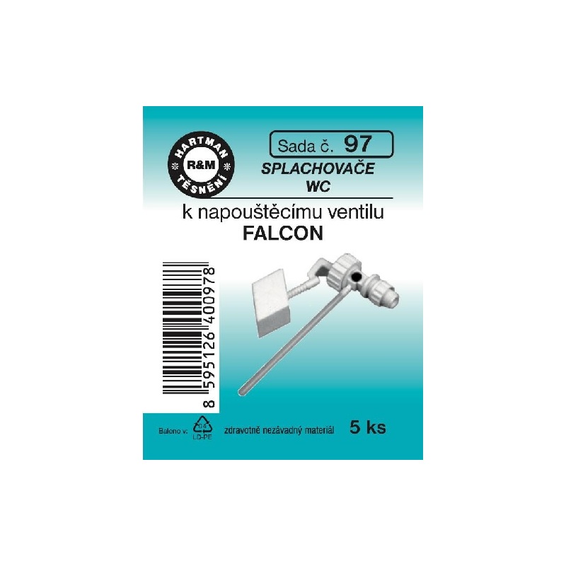 Sada těsnění, k napouštěcímu ventilu, FALCON, 5 ks, č. 97, HARTMAN