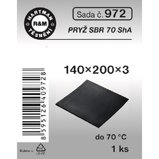 Sada těsnění, 140 x 200 x 3, pryž, 1 ks, č. 972, HARTMAN