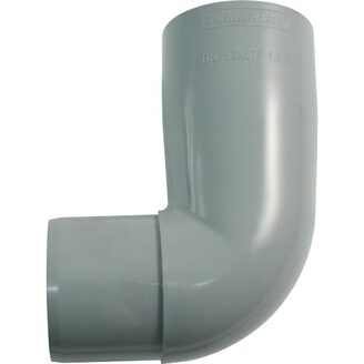 Koleno svodu okapu 90° DN 53 mm, šedá, plast, Marley 080710