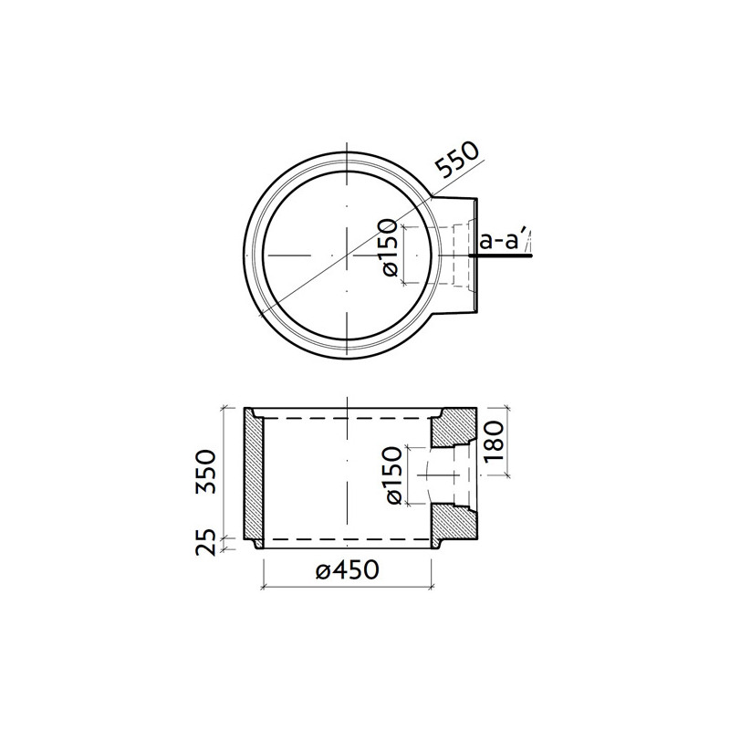 Skruž s odtokem PVC DN 150 TBV-Q 3a 450/350