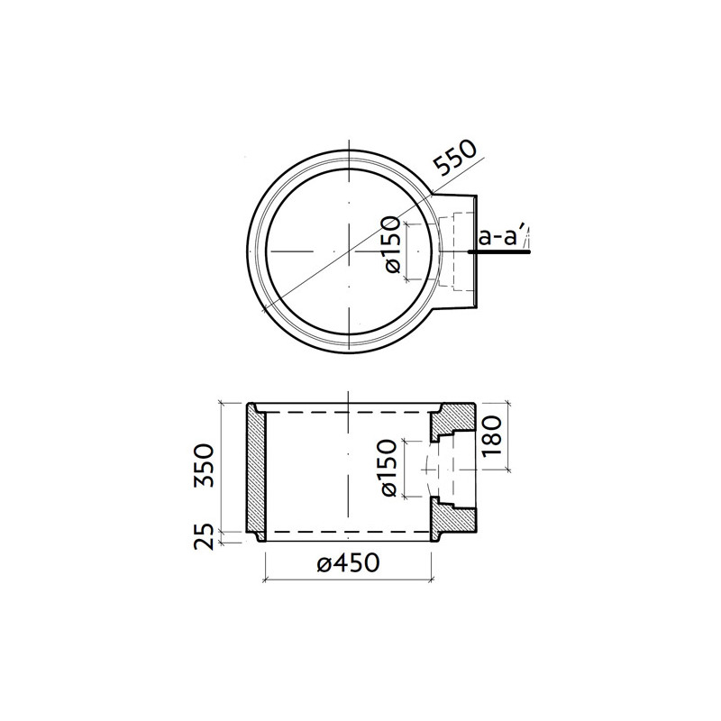 Skruž s odtokem DN 150 TBV-Q 3a 450/350