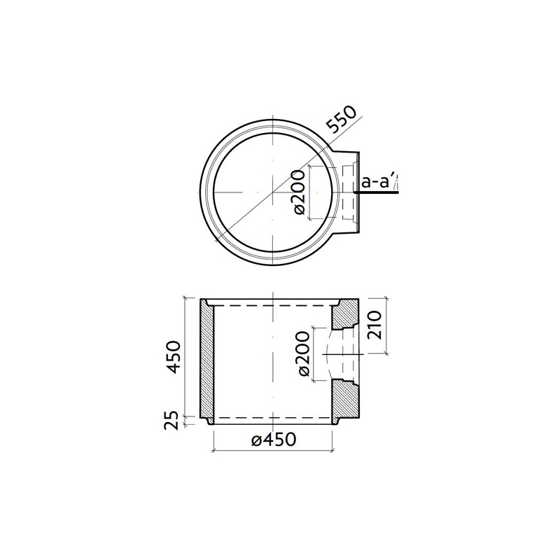 Skruž s odtokem PVC DN 200 TBV-Q 3d 450/450
