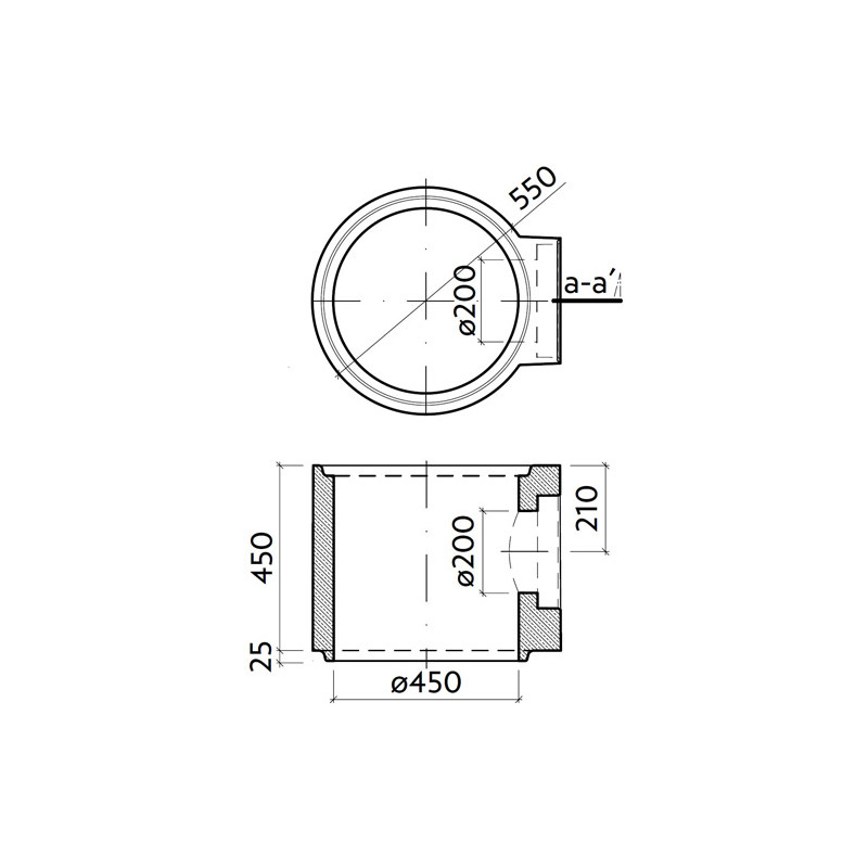 Skruž s odtokem DN 200 TBV-Q 3d 450/450