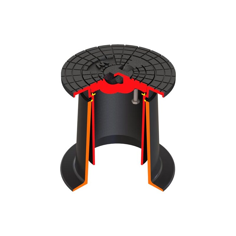 Poklop šoupátkový KOMPAKTUS, W, víko černé, můstek, HECKL