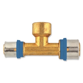 Lisovací T-kus Radopress d 16 × 1/2 × 16, vnitřní závit, Pipelife 1533000113