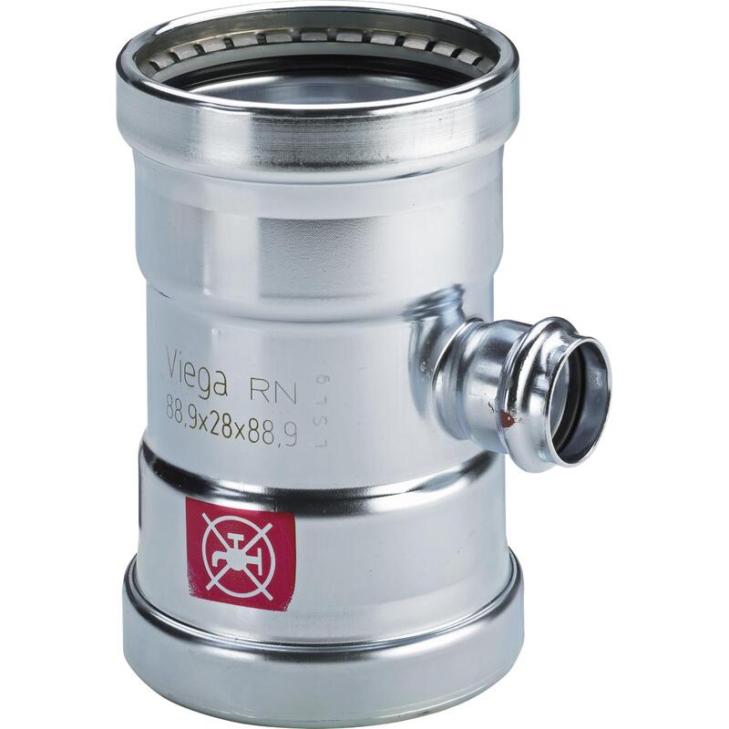 Lisovací T-kus redukovaný Prestabo d 64 × 35 × 64, Viega 597856, model 1118XL