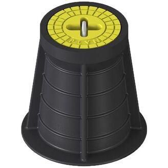 Poklop šoupátkový PLASTUS, PLYN, víko žluté, třmen, HECKL