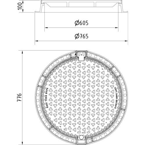 Šachtový poklop KASI Europa 7 D400 bez odvětrání, litinový rám, DN 600, KDLL71C
