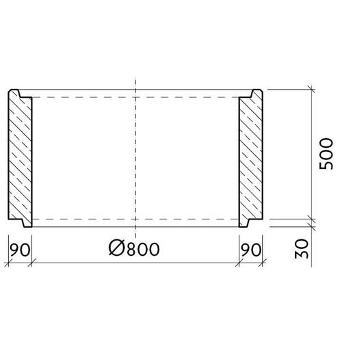 Šachtová skruž TBS-Q DN 800 x 500 x 90 mm, bez stupadel