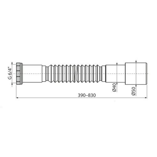 Flexi připojení sifonu G 6/4" x 40/50, kovová matka, Alcadrain A780