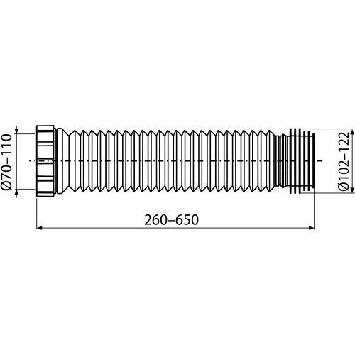 Flexi napojení k WC A97L 260 - 650 mm, Alcadrain A97L
